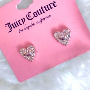 New Juicy Couture earrings rose gold and sparkling crystal heart